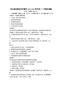 河北省石家庄市辛集市2022-2023学年高一上学期7月期末生物试卷(解析版)