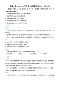 河北省衡水市武强中学2024-2025学年高一上学期期中考试生物试题（Word版附解析）