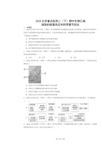 2024北京重点校高二下学期期中真题生物分类汇编：细胞的能量供应和利用章节综合