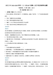 四川省内江市第六中学2024-2025学年高一上学期第一次月考生物试卷（Word版附解析）