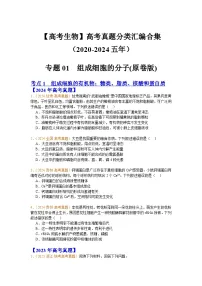 【高考生物】 高考真题分类汇编合集（2020-2024五年）专题01 组成细胞的分子