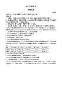 山东省泰安市2024-2025学年高三上学期11月期中考试生物试题(无答案)