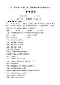 甘肃省陇南市武都区陇南市第一中学2024-2025学年高一上学期11月期中生物试题