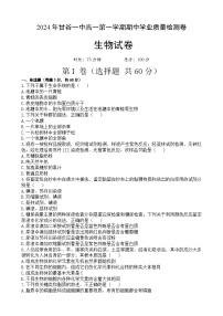 甘肃省天水市甘谷县甘肃省甘谷第一中学2024-2025学年高一上学期11月期中生物试题