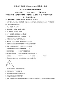 精品解析：江苏省无锡市2024-2025学年高二上学期生物学科期中检测卷