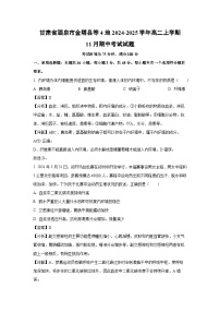 2024-2025学年甘肃省酒泉市金塔县等4地高二(上)11月期中生物试卷(解析版)