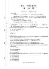 广西名校联盟2024-2025学年高二上学期11月期中阶段性考试生物试题