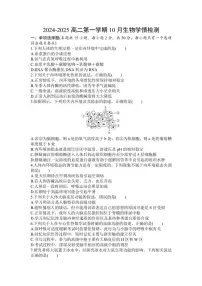 江苏南京秦淮区南京市第一中学2024～2025学年高二(上)10月月考生物试卷(含答案)