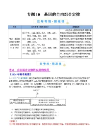 五年高考真题（2020-2024）分类汇编 生物 专题10 基因的自由组合定律 含解析