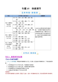 五年高考真题（2020-2024）分类汇编 生物 专题15 体液调节 含解析