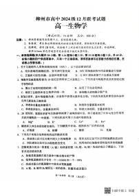 广西柳州市高中2024-2025学年高一上学期12月联考生物试题