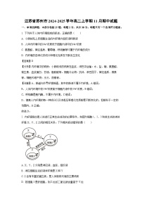 2024-2025学年江苏省苏州市高二(上)11月期中生物试卷(解析版)