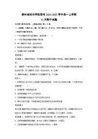 2024~2025学年贵州省部分学校联考高一(上)11月期中生物试卷(解析版)