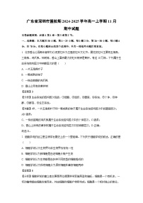 2024~2025学年广东省深圳市盟校期高一(上)11月期中生物试卷(解析版)