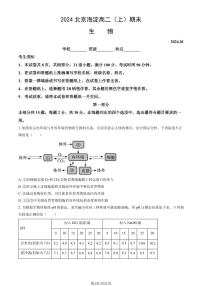 2024北京海淀高二（上）期末生物试卷（教师版）