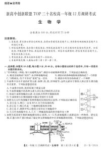 2025河南省新高中创新联盟TOP二十名校高一上学期12月调研考试生物试题PDF版含解析