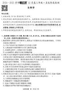 2025安徽省“耀正优”高三上学期12月名校阶段检测试题生物PDF版含解析