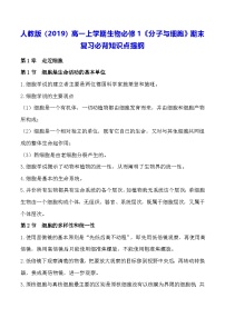 人教版（2019）高一上学期生物必修1《分子与细胞》期末复习必背知识点提纲