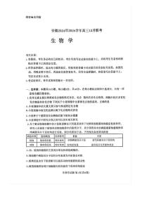 安徽省部分学校2024-2025学年高三上学期12月联考生物试卷