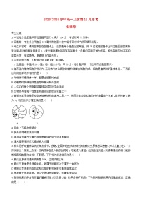 山西省2023_2024学年高一生物上学期11月期中试题