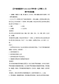 辽宁省普通高中2024-2025学年高一（上）11月期中生物试卷（解析版）