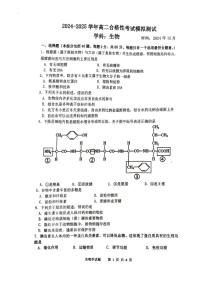 江苏省泰州市2024-2025学年高二上学期12月合格性考试模拟测试生物试题