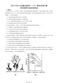 2022-2024北京重点校高一（下）期末真题生物汇编：自然选择与适应的形成