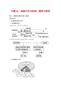 专题02 细胞中的无机物、糖类与脂质-【提分讲练】最新高考生物二轮复习专题解读和分层练习