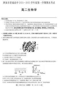 甘肃省酒泉市2024-2025学年高二上学期1月期末考试 生物 PDF版含答案