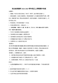 2024-2025学年河北省承德市高三上学期期中考试生物试卷（解析版）