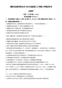 湖南名校联考联合体2025届新高三上学期入学摸底考试生物学试题（含答案）