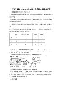 2024-2025学年上海市某校高一上学期12月月考生物试卷（解析版）