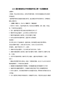 2025届安徽省淮北市和淮南市高三上第一次质量检测生物试卷（解析版）