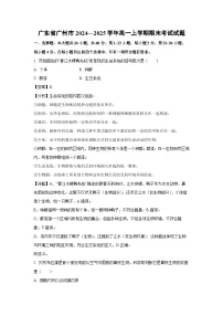 广东省广州市2024—2025学年高一(上)期末考试生物试卷（解析版）