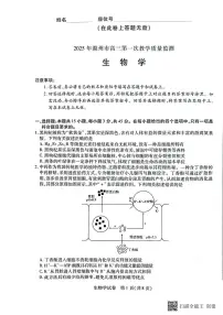 2025滁州高三下学期2月第一次教学质量检测试题（一模）生物PDF版含答案