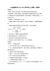2024~2025学年山东省临沂市高二上学期1月期末生物试卷（解析版）