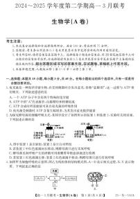 2025安徽省县中联盟高一下学期3月联考试题生物（A卷）PDF版含解析