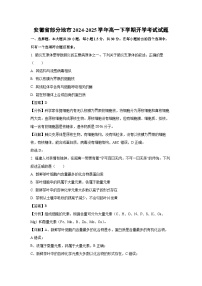 安徽省部分地市2024-2025学年高一下学期开学考试生物试卷（解析版）
