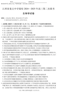 江西省重点中学盟校2024-2025年高三下学期高考第二次联考生物试题（含答案）