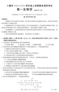 湖北省十堰市2023-2024学年高一上学期期末考试生物试题（含答案）