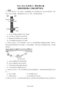 2023-2025北京高三一模[高考模拟]生物汇编：细胞的物质输入与输出章节综合