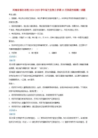 河南省部分名校2024_2025学年高三生物上学期10月阶段性检测二试题含解析