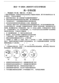 山东省泰安市第一中学2024-2025学年高一下学期6月月考生物试卷