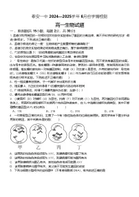 山东省泰安第一中学2024-2025学年高一下学期6月月考生物试题（Word版附答案）