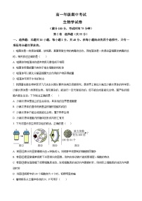 人教版高一上学期期中 生物试题 无答案