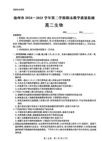河北省沧州市2024-2025学年高二下学期7月期末考试生物试卷（PDF版附解析）