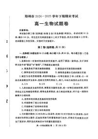 河南省郑州市2024-2025学年高一下学期期末考试生物试题（PDF版附答案）