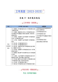 三年（2023-2025）高考生物真题分类汇编：专题09 内环境与稳态（全国通用）（解析版）