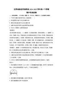 江苏省宿迁市泗阳县2024-2025学年高一下学期期中真题考试生物试卷（解析版）