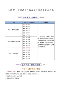 5年（2021-2025）高考1年模拟生物真题分类汇编专题05 遗传的分子基础及生物的变异与进化（原卷版）（广东专用）